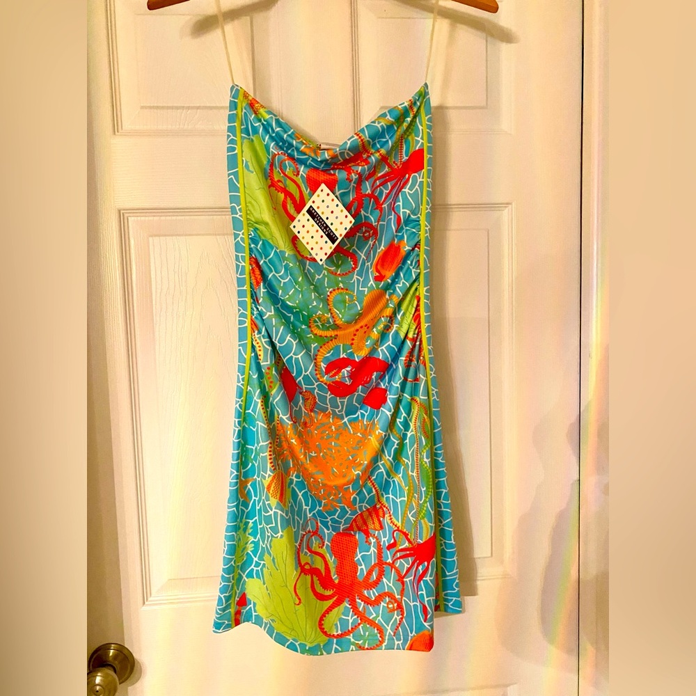 NEW WITH TAGS, beautiful Gretchen Scott strapless sea life tube dress.